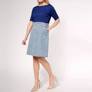 Isaac Mizrahi Live! Regular Elbow Sleeve Knee Length Dress, sixe XS royal navy